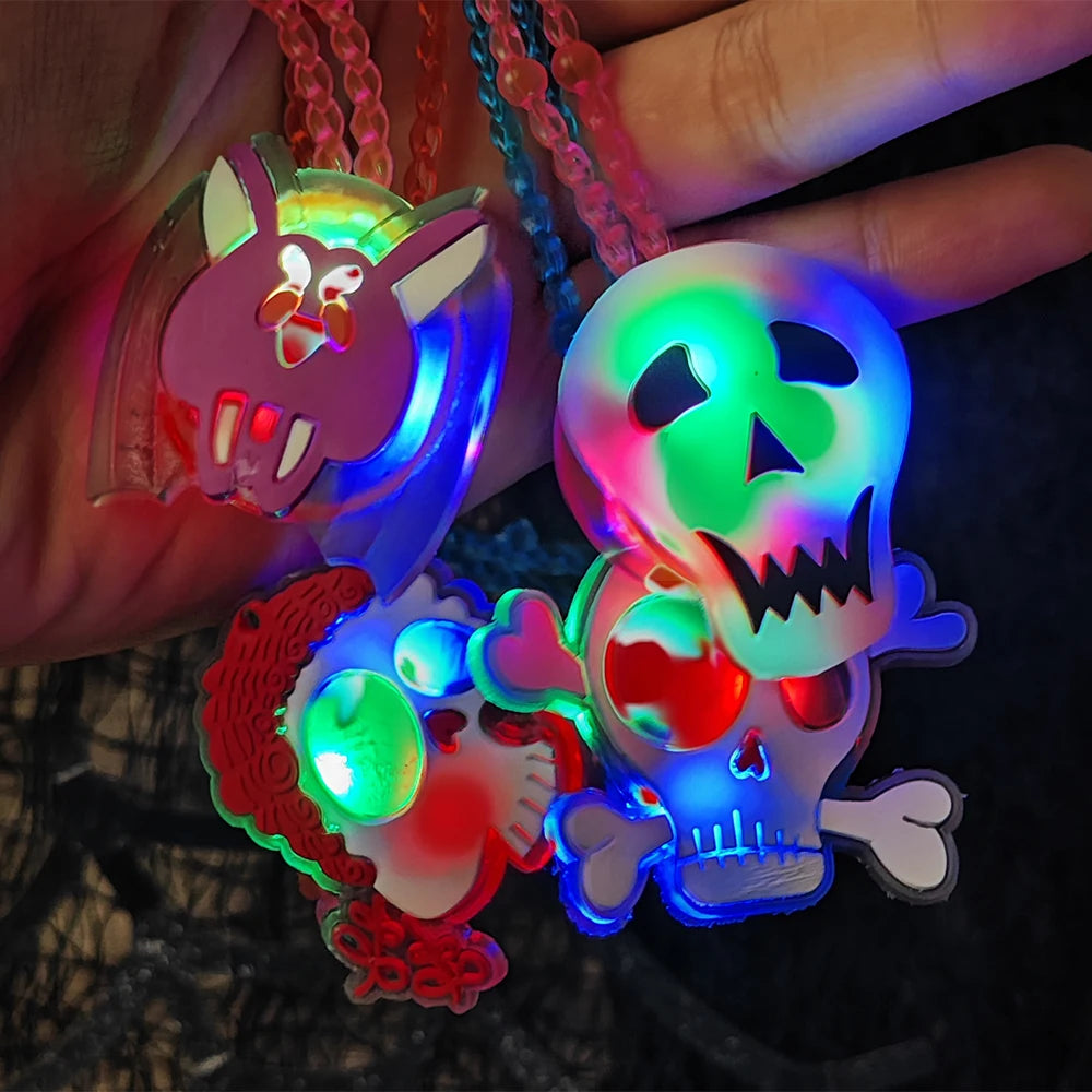 2024 Halloween LED Light-emitting Necklaces for Women Glowing Pendant Toys Children Flash Necklace Halloween Party Decorations - Charlie Dolly