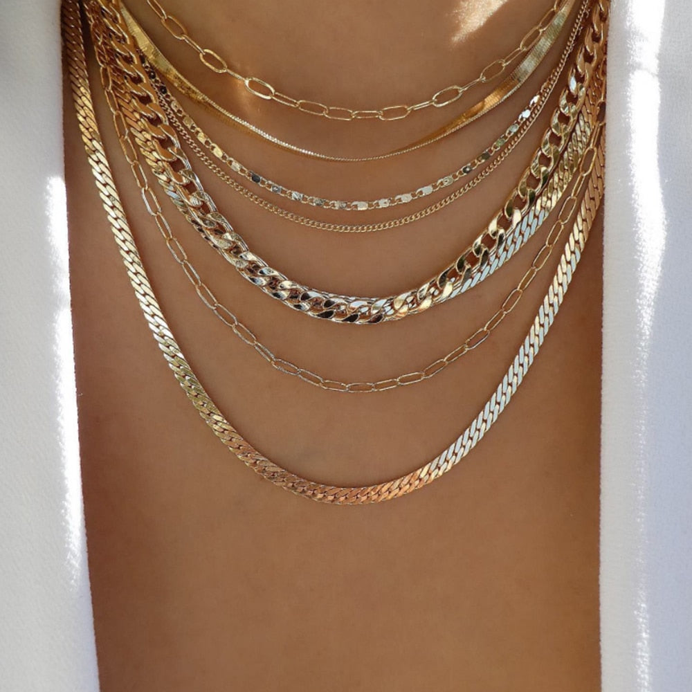 bls-miracle Bohemia Gold Color Multiple Styles Necklace For Women Multi-Layer Crystal Pendant Necklaces Set Jewelry Gifts