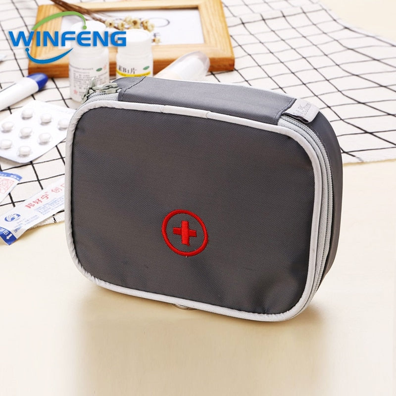 Mini Medical First Aid Bag Outdoor Travel Empty Storage Bag Medicine Organizer Survival Emergency Kits Pink Gray for Camping