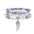 Handmade Silver Color Rose Angel Wing Pendant Bracelet Natural Pink Quartz Crystal Beads Charm Bracelet Women Romantic Jewelry - Charlie Dolly