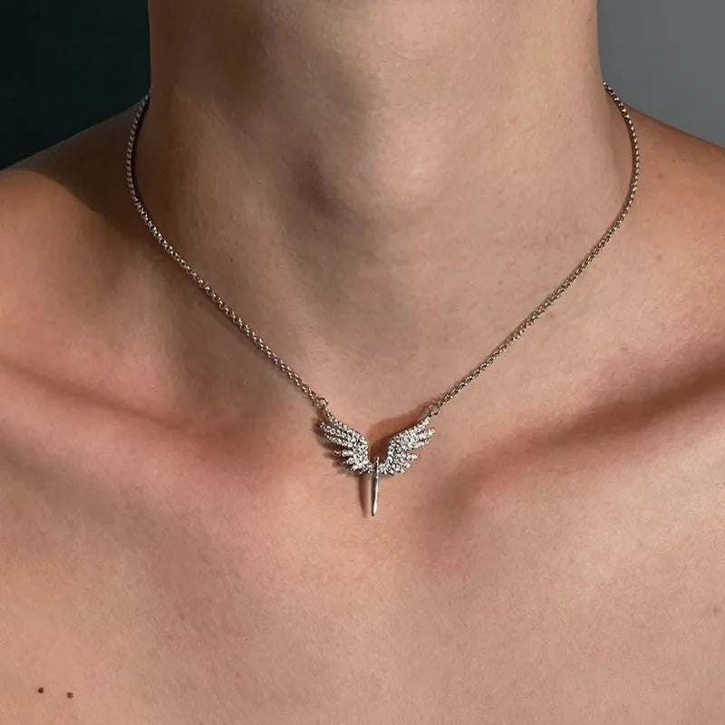Angel Wings Pendant Boho Clavicle Chain Necklace