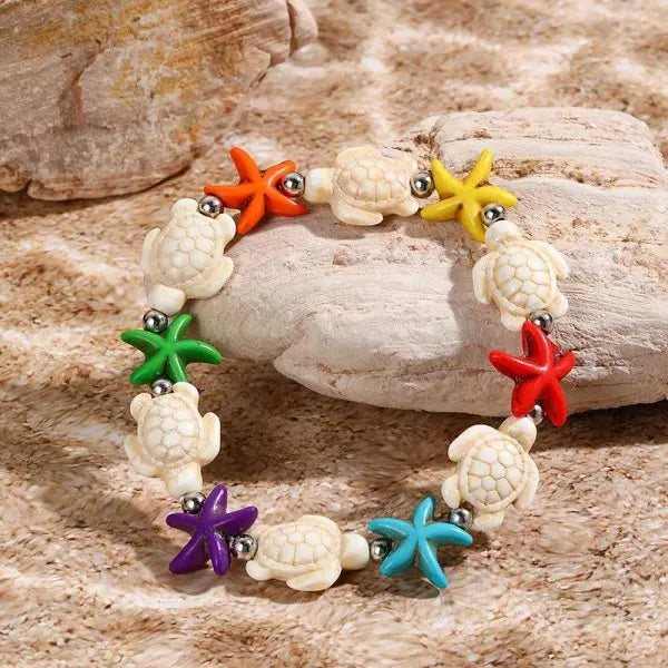 Cowrie Shell and Starfish Charm Boho Bracelet