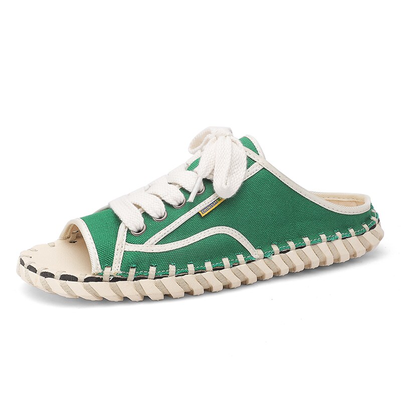 2023 Summer Men's Sandals Handmade Outdoor Canvas Shoes Casual Fashion Personality Sandals Mesh Shoes Platform Comfort Slippers