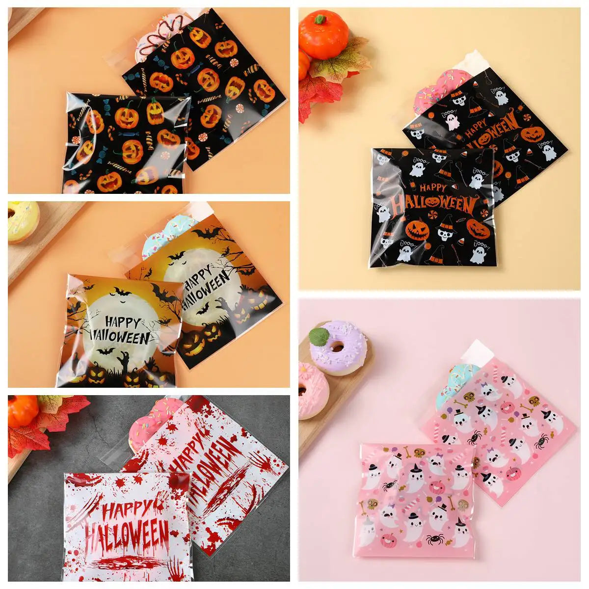 50PCS Halloween Candy Bags Halloween Party Decorations For Home 2024 Packaging Bag Pumpkin Party Ghost Halloween Decor Supplies - Charlie Dolly