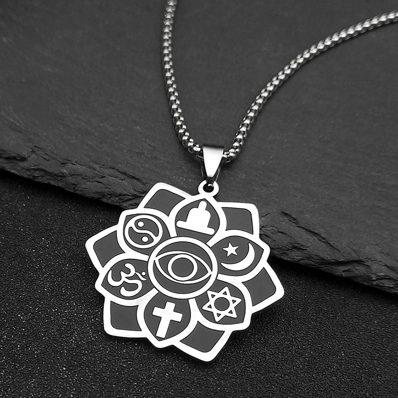 Six Philosophies Interfaith Yoga Necklace, Sacred Universal Symbol Talisman
