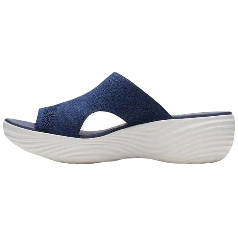 Women Open Toe Casual Slippers Breathable Outdoor Beach Platform Sandals Plus Size Solid Color Wedges Shoes Sandalias
