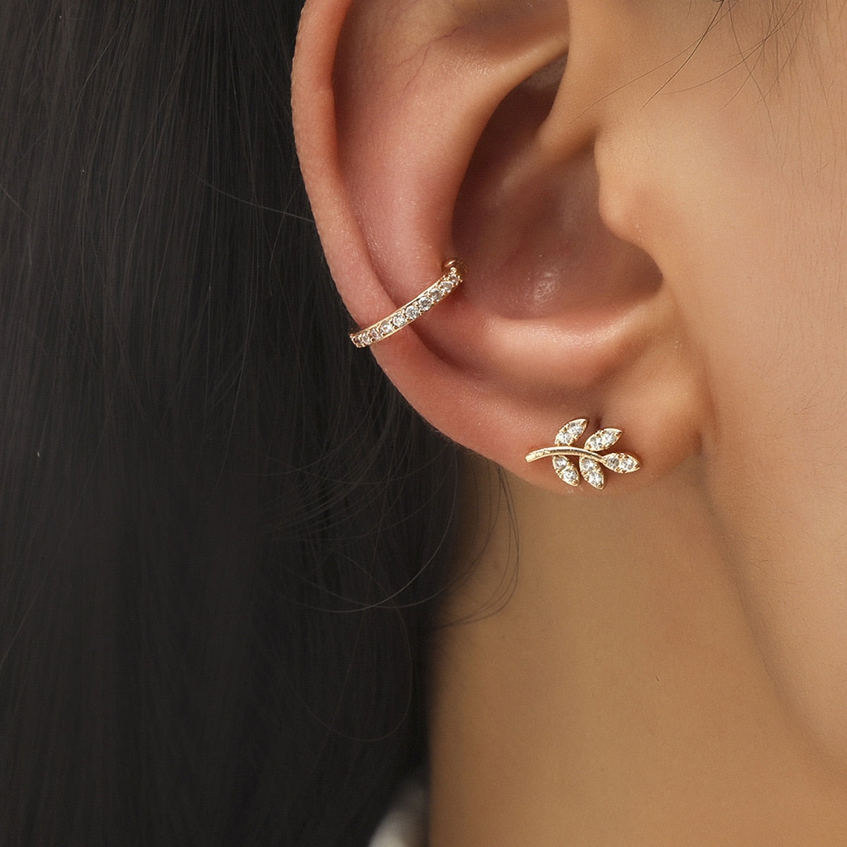 Trendy Bohemian No Piercing Crystal Rhinestone Ear Cuff Earrings for Women Wrap Stud Clip Earrings Girl Earrings Jewelry Bijoux