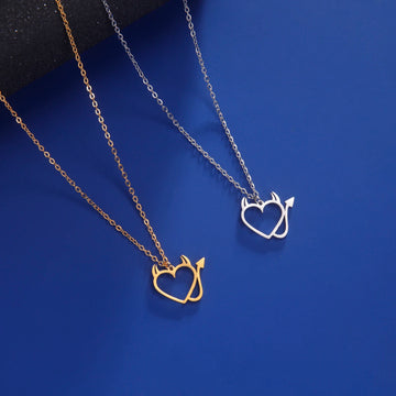 HIPEE Fashion Halloween Couple Necklace Demon Love Pendant Necklaces For Women Men Personality Clavicular Chain Party Jewelry - Charlie Dolly