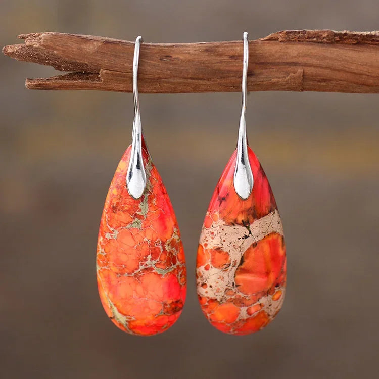 Natural Stone Geometric Pendant Earrings