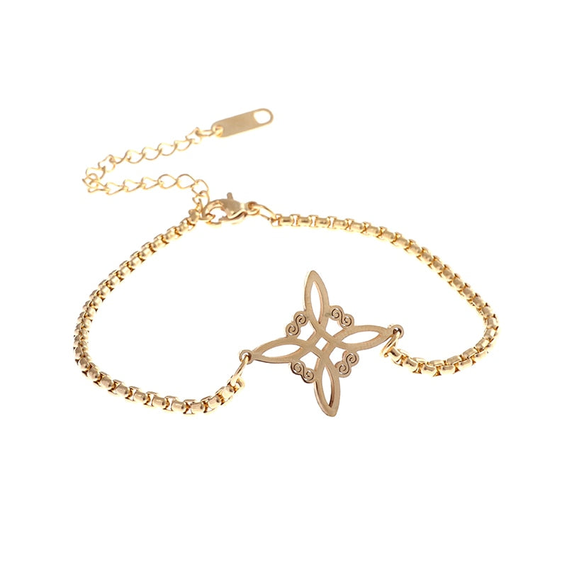 Silver Color Witch Knot Necklace for Women Stainless Steel Choker Necklaces Vintage Amulet Protection Supernatural Jewelry Sets
