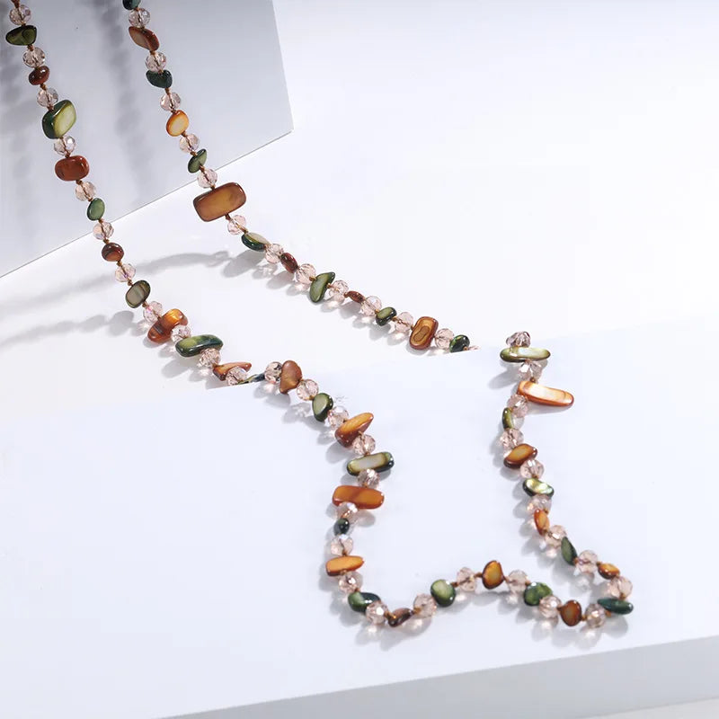Artistic Multi Color Shell Extra Long Layered Necklace