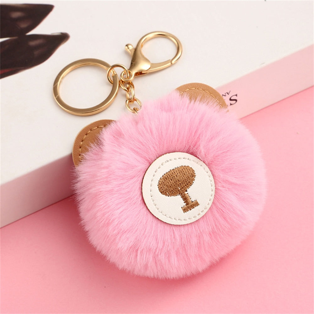 Cartoon Plush Owl Keychain With Sequin Girls Backpack Ornaments Fashion Soft Fluffy Pompom Animal Key Rings For Ladies Gifts