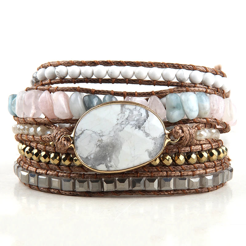 Mixed Natural Stone Wrap Bracelet