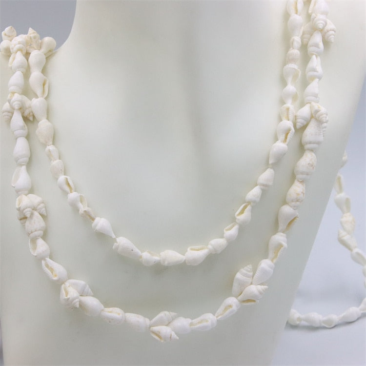 Trendy Fashion Jewelry Natural Sea Snail Shape Shell Beads Making Long Necklace Sweater Design For Women Party Gift Accessories
