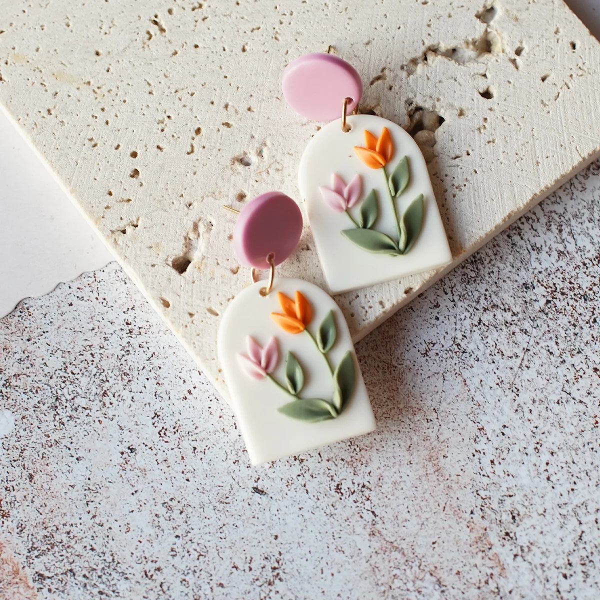 Clay Flower Cluster Egg Nest Earrings Jewelry