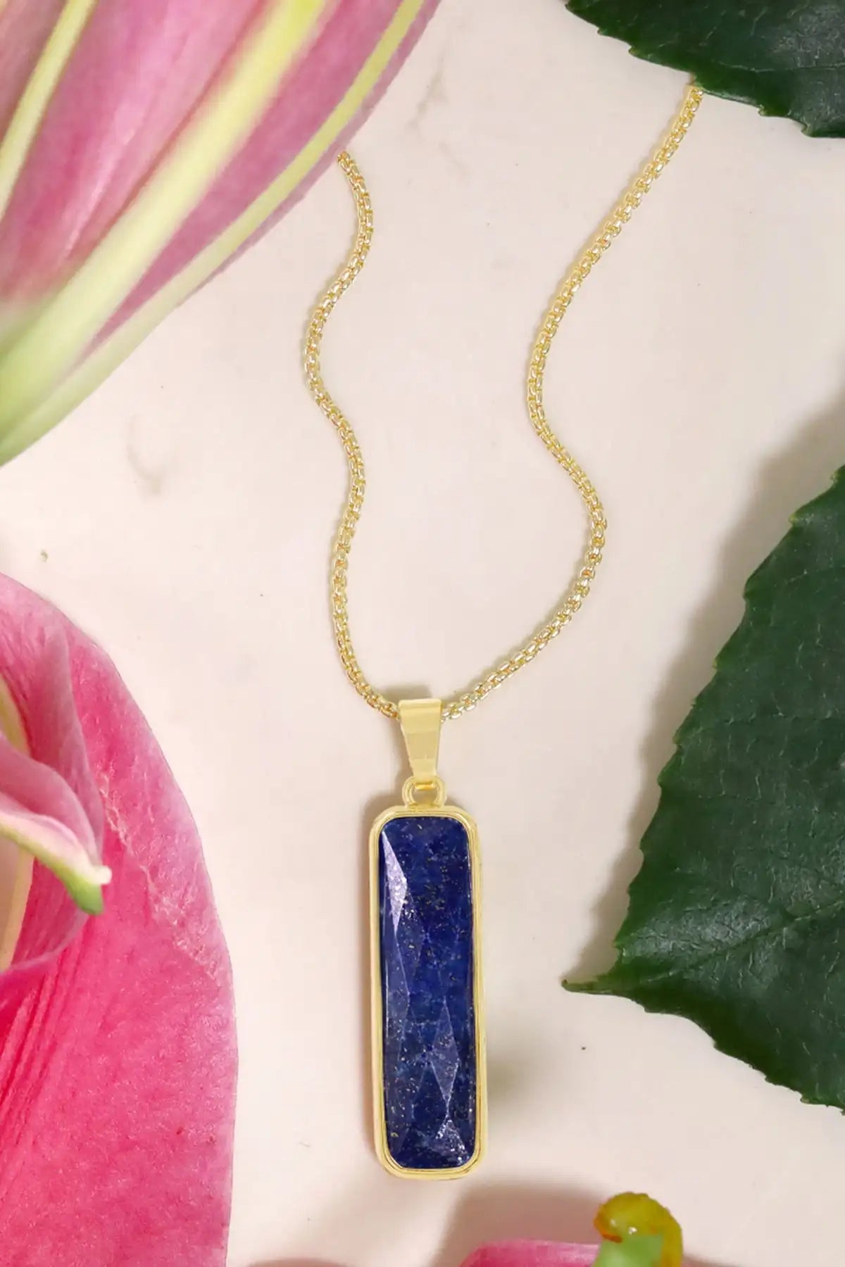 Lapis Lazuli Rectangle Earrings Pendant Necklace Jewelry - Charlie Dolly