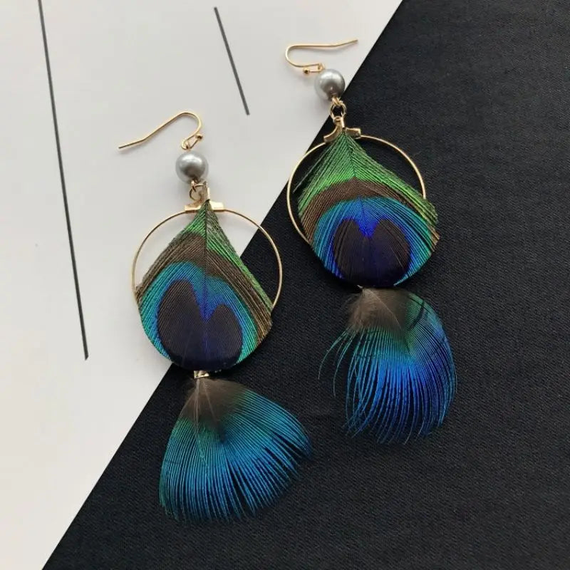 Creative Feather Big Long Drop Earrings Jewelry