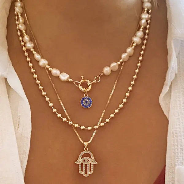Sequin Tassel Star Moon Layered Choker Necklace Jewelry