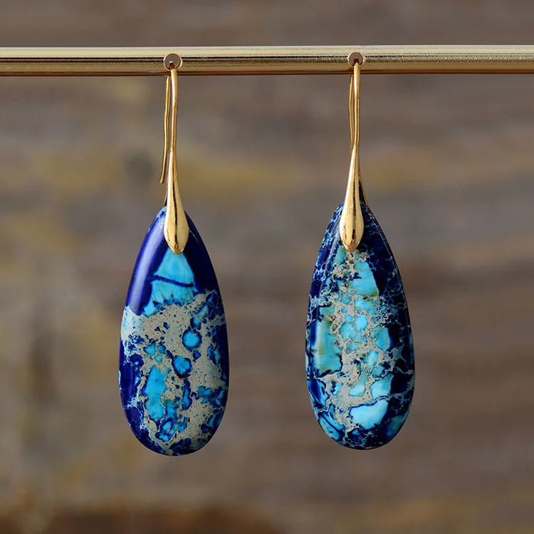 Bohemian Emperor Stone Geometric Pendant Earring Popular Natural Stone Jewelry Earrings for Women Luxury Boho Original earring - Charlie Dolly
