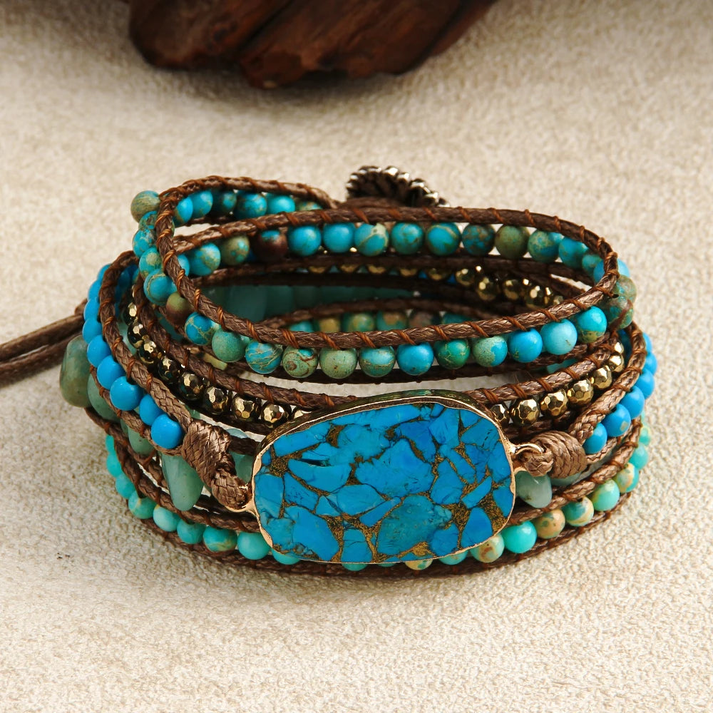 Mixed Stone Five Strand Wrap Bracelet