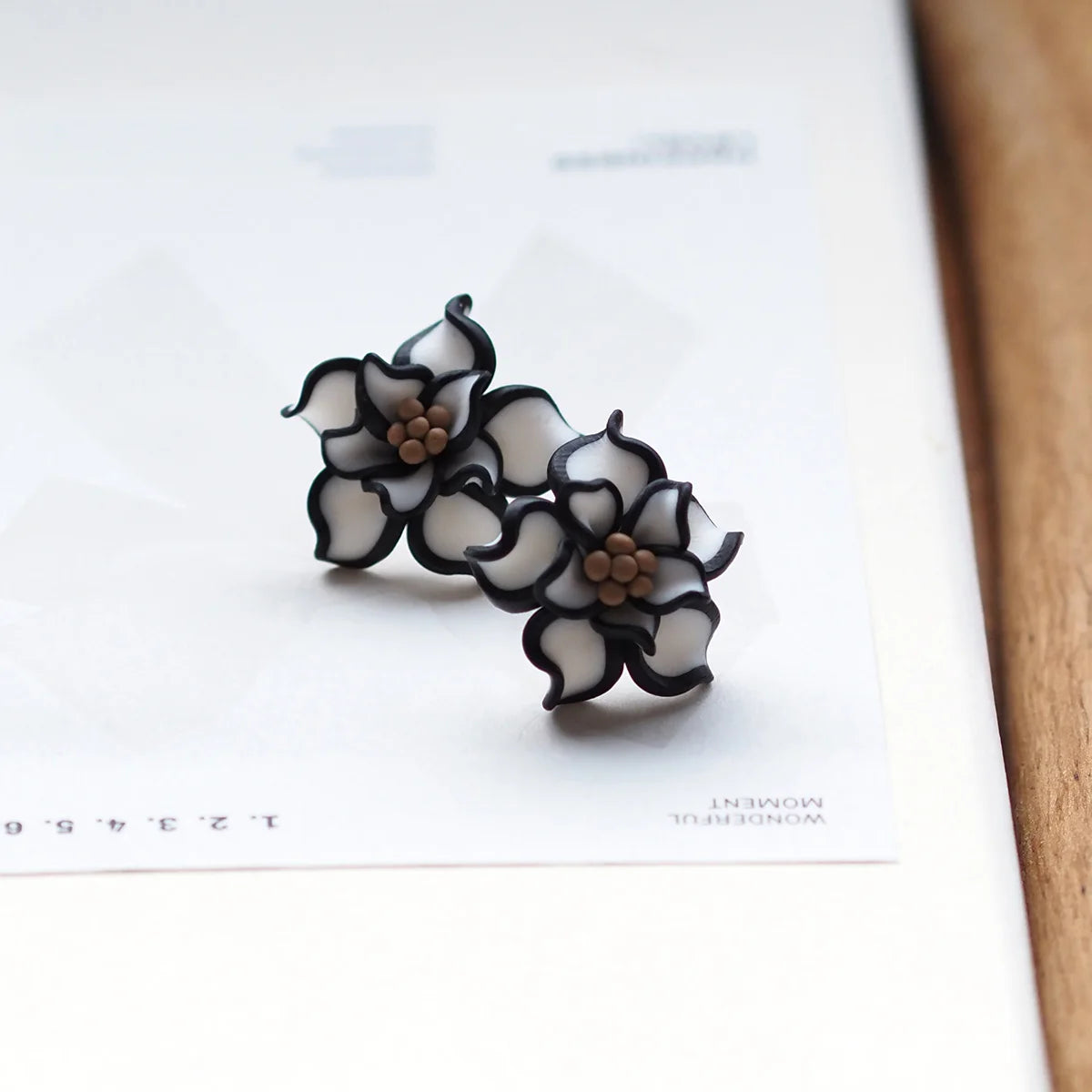 3D Clay Flower Statement Stud Earrings Jewelry