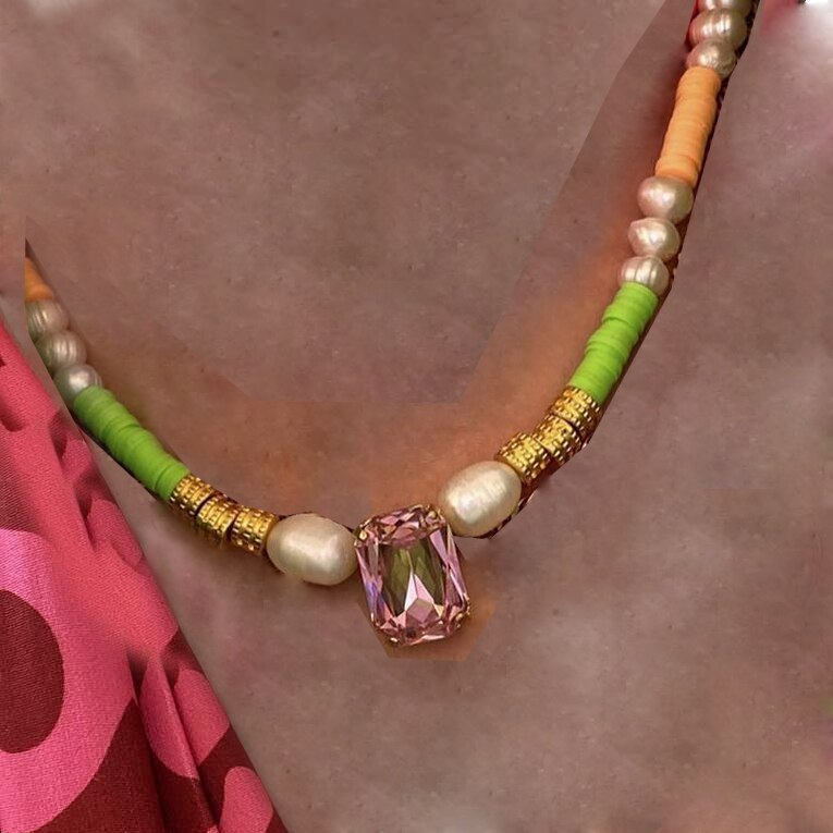 Natural Freshwater Pearl Necklace Boho Multilayer Matching Fashion Jewelry crystal Stone Women