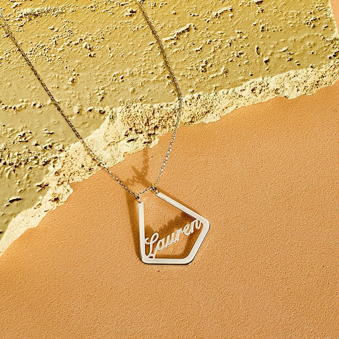 Stainless Steel Ring Holder Necklace Personalized Custom Name Geometric Ring Keeper Pendant Doctor Jewelry Gift For Nurse BFF