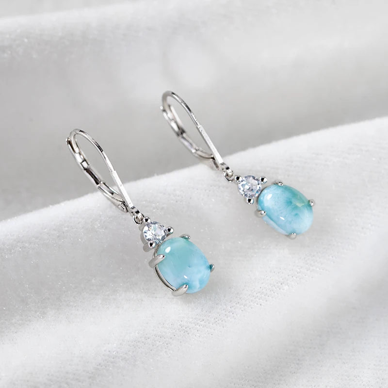 Larimar Sterling Silver Stud Earrings Jewelry