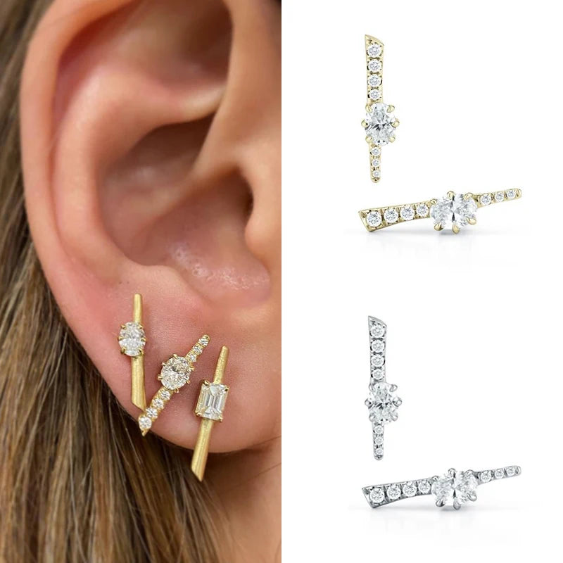 Gold Plated Cubic Zirconia Stud Earrings Jewelry