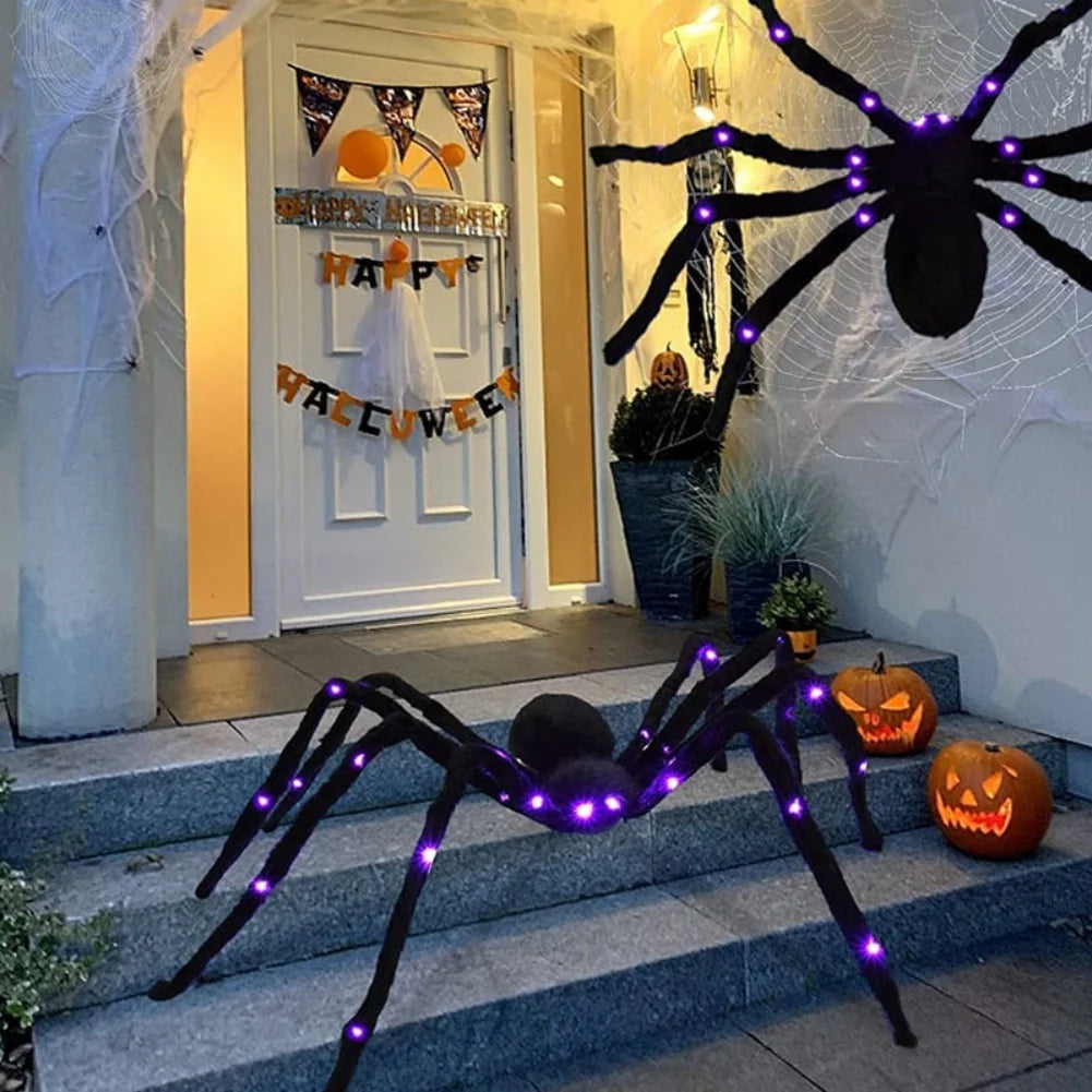 Light-up Spider Halloween Decoration,Big Lighted Spider for Scary Halloween Outdoor Indoor Yard Home Party Haunted House Décor - Charlie Dolly