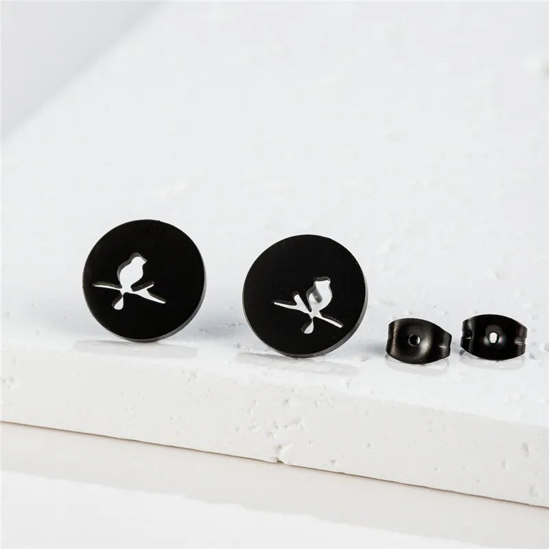 Bird On Branch Stud Earrings, Vintage Nature Boho Jewelry