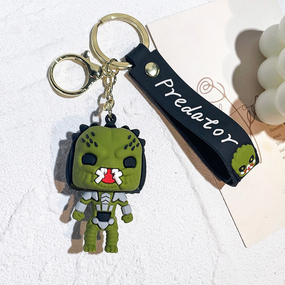 Trend Movie Addams 3d Keychain Wednesday Addams Pendant Keyrings Cartoon Figure Keyholder Backpack Car Key Keychains Accessories