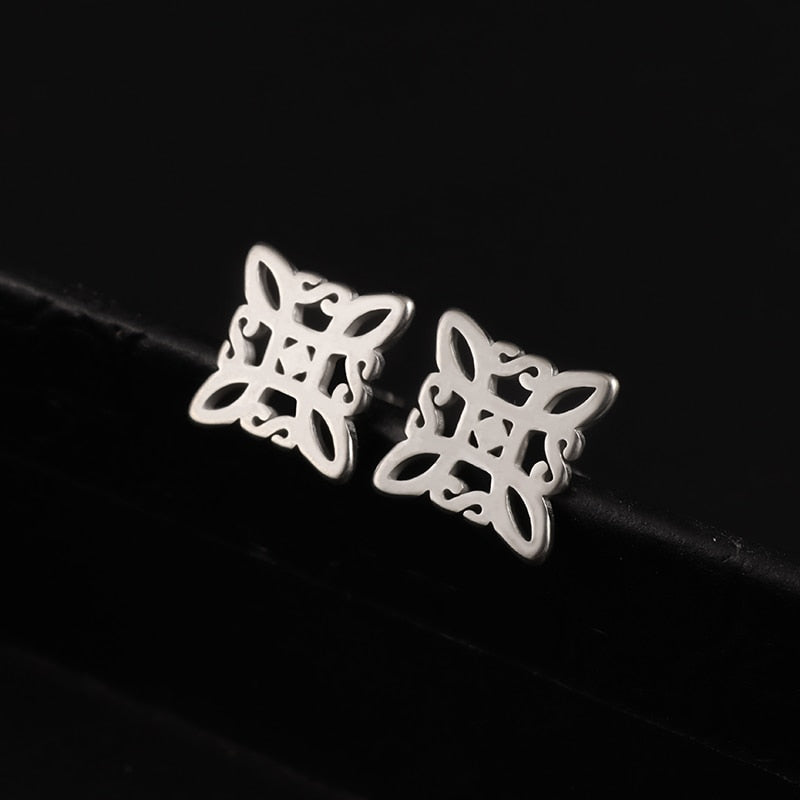 Silver Color Witch Knot Necklace for Women Stainless Steel Choker Necklaces Vintage Amulet Protection Supernatural Jewelry Sets
