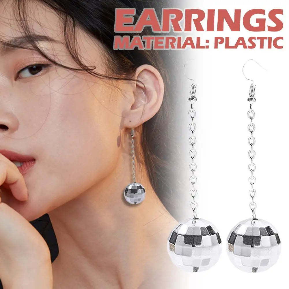Mirror Disco Ball Drop Earrings Jewelry