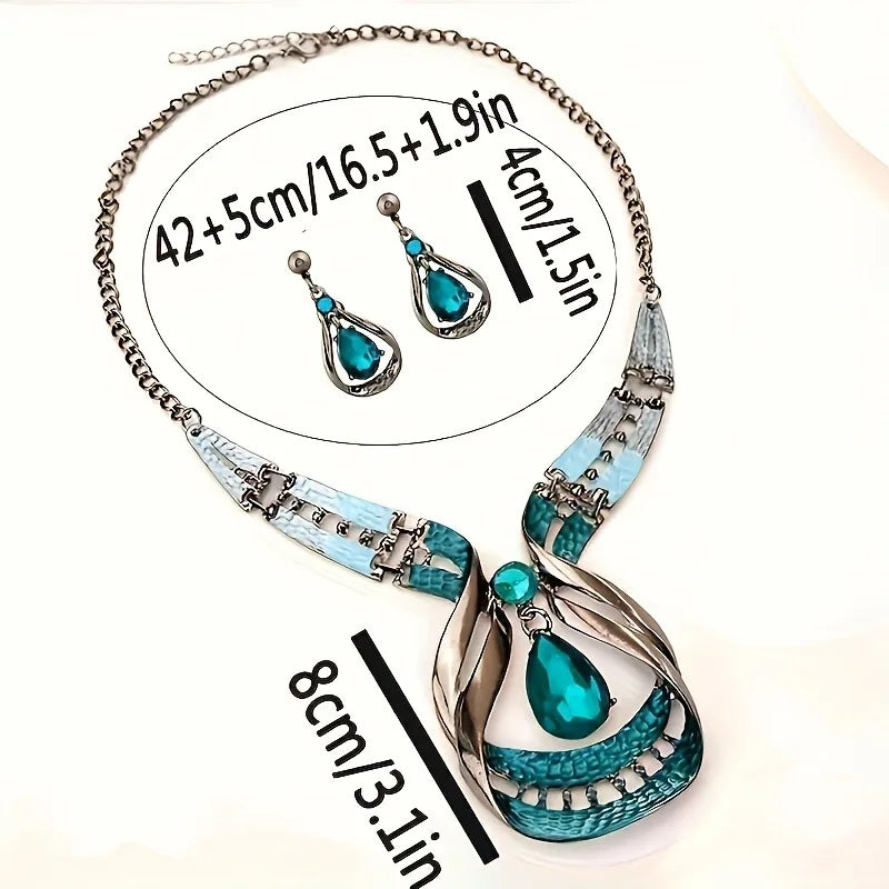 Geometric Statement Collar Necklace Earring Set Jewelry