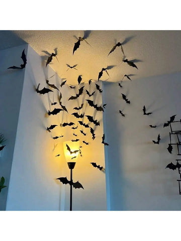 60pcs 3D Waterproof black Bats Wall Decor Halloween Decor - Charlie Dolly