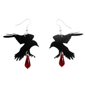 Gothic Black Romantic Crow Dangle Drop Earrings for Women Dark Halloween Jewelry Girls Cool Fashion Accessories - Charlie Dolly