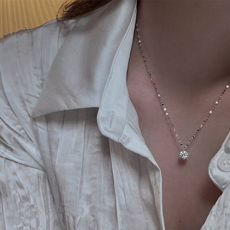 Shiny Crystal Zircon Heart Star Charm Layered Pendant Necklace for Women Charms Fashion Square Rhinestone Female Vintage Jewelry