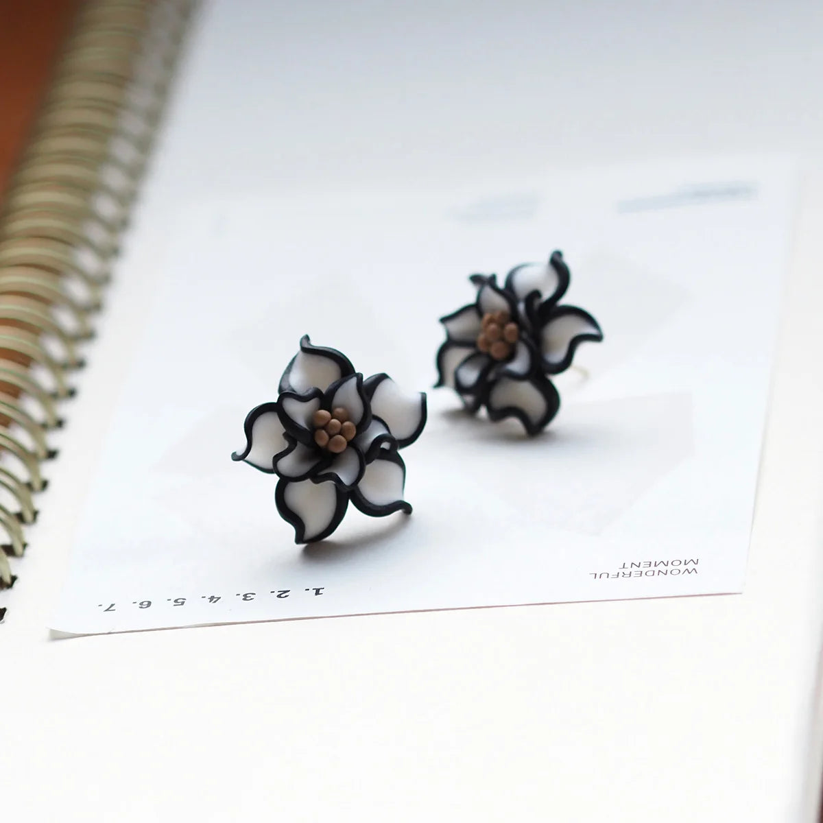 3D Clay Flower Statement Stud Earrings Jewelry