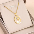 Vintage Style Oval Pearl Rose Pendant Stainless Steel Necklaces For Women Elegant Ladies Neck Chain Jewelry - Charlie Dolly