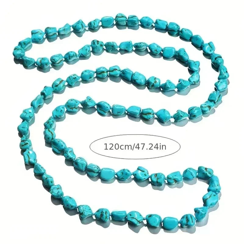 Turquoise Long Knotted Multi Strand Necklace Jewelry