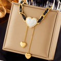 DIEYURO 316L Stainless Steel Butterfly Moon Lock Blue Eyes Pendant Necklace For Women Multilayer Choker Chain Jewelry Gifts - Charlie Dolly
