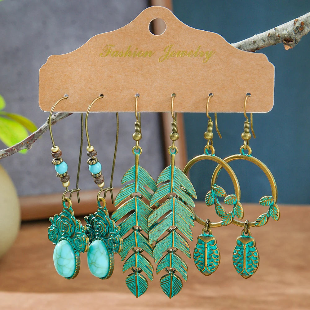 Antique Round Vintage Drop Earrings Jewelry