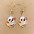 Earrings for Women Girls Drop Dangle Teens Charm Gift Party Simple Punk Cool Halloween Skull Cross Horror Skeleton Death Bat - Charlie Dolly