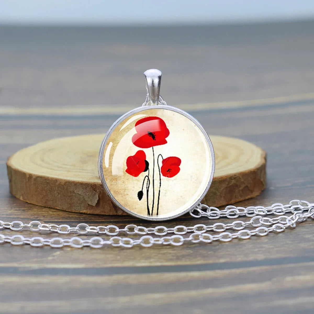 Pressed Flower Glass Pendant, Botanical Boho Nature Necklace