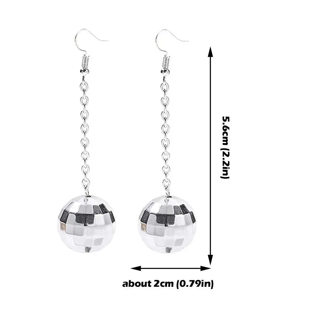 Mirror Disco Ball Drop Earrings Jewelry