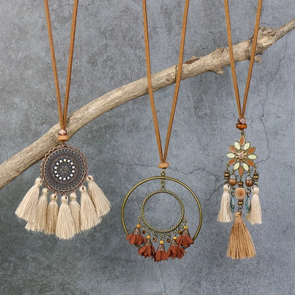 Long Flower Pendant Tassel Sweater Chain Necklace Jewelry