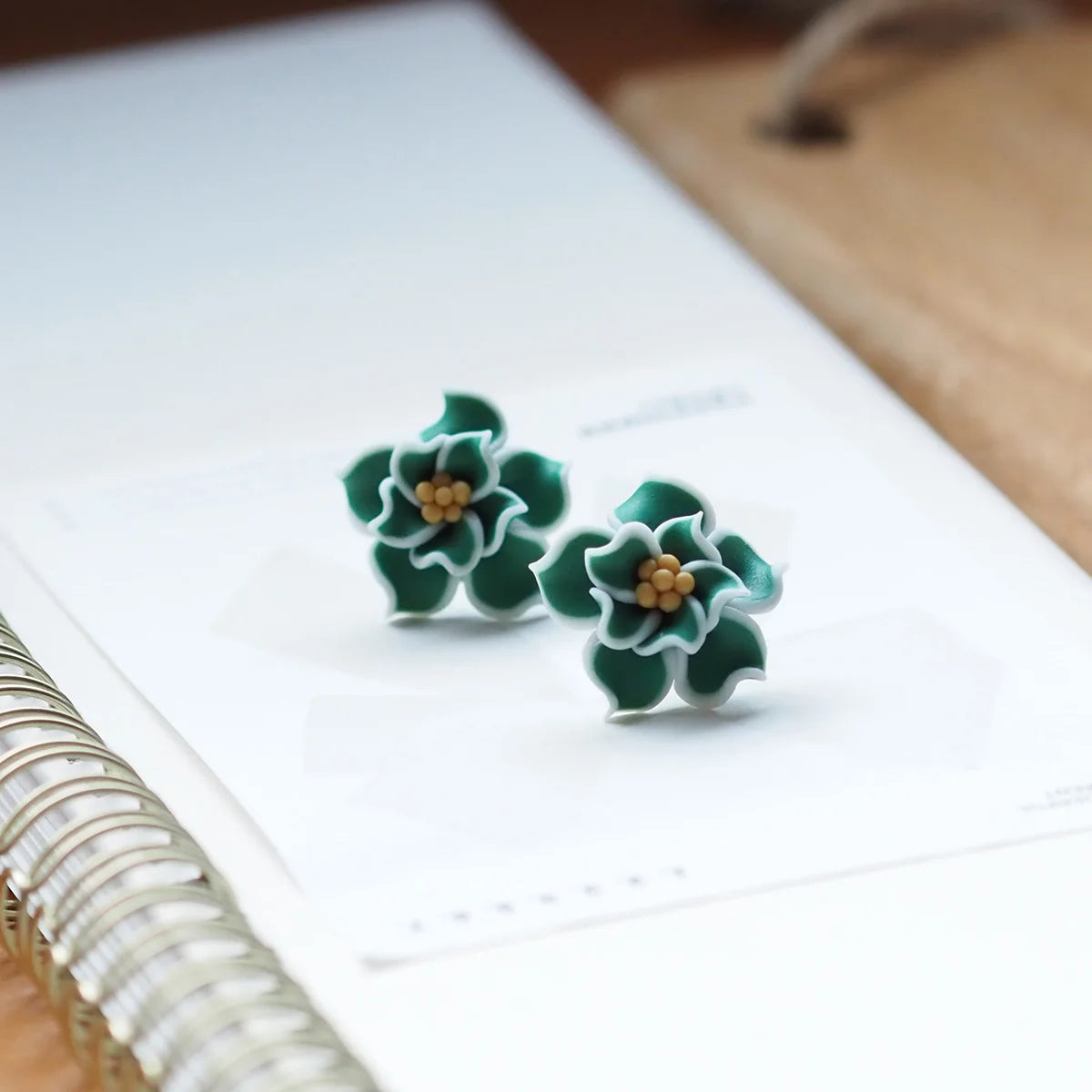 3D Clay Flower Statement Stud Earrings Jewelry