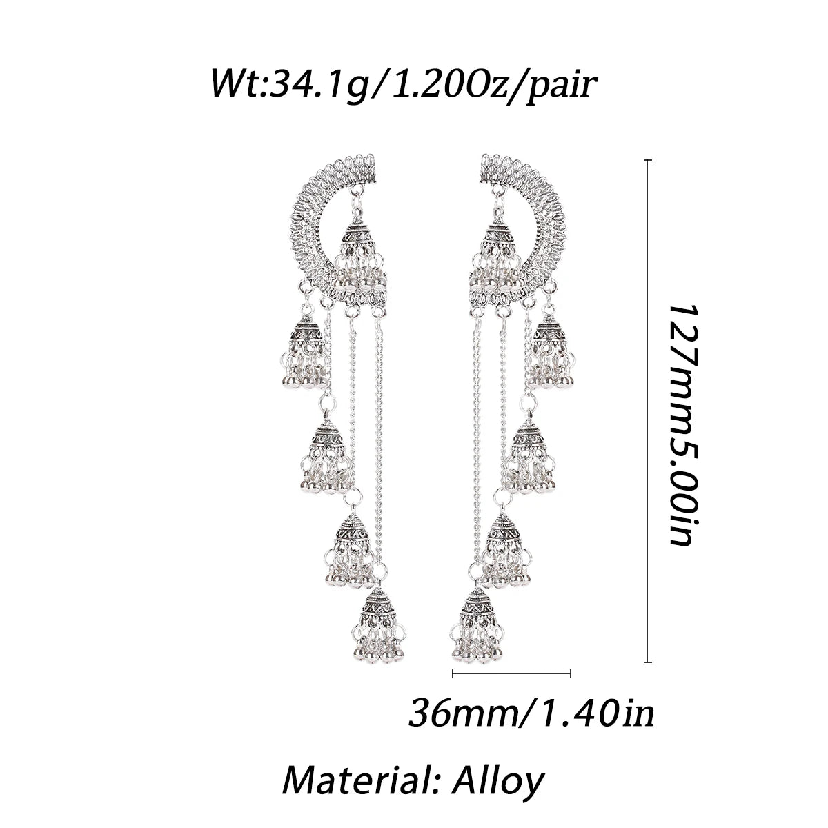 الهندي Jhumka أقراط الذهب الشظية اللون أجراس كبيرة قطرة طويلة شرابة القرط للنساء بوهو الغجر مجوهرات هدية