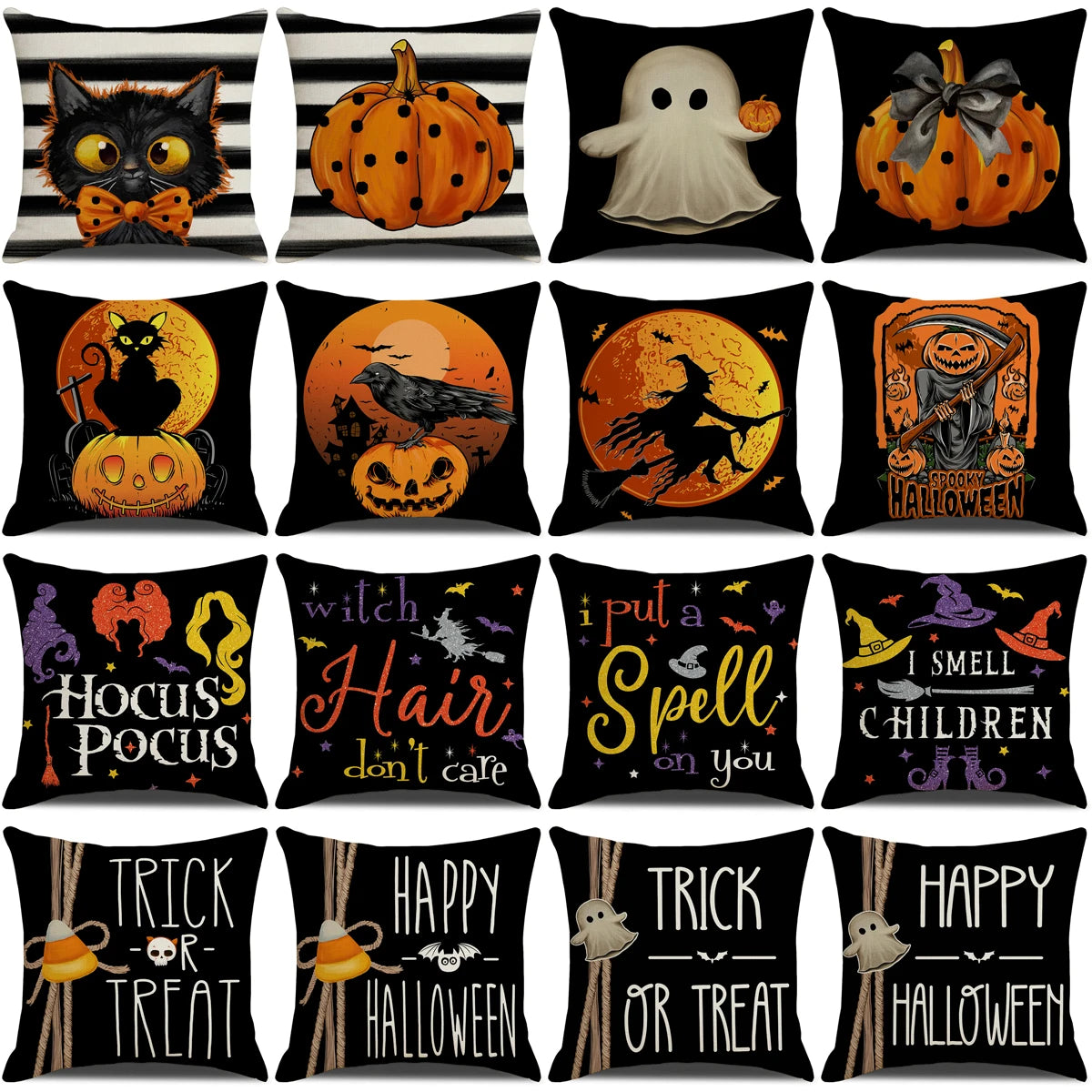 2024 Halloween Cushion Cover Halloween Decoration for Home Ghost Pumpkin Bat Pillowcase Horror Trick Or Treat Party Supplies - Charlie Dolly